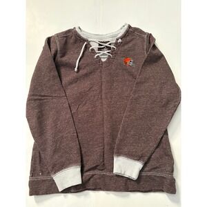 Cleveland Browns Antigua Lace Up Sweatshirt Women's Large Brown NFL Pullover‎